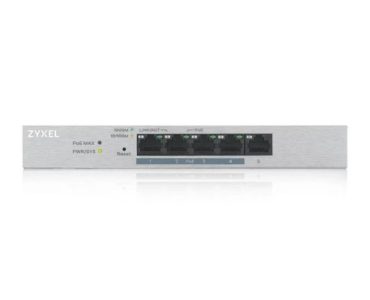 Zyxel Networks GS1200-5HP, 5 Port Gigabit PoE+ webmanaged Desktop Switch, 4x PoE, 60 Watt